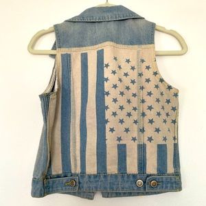 Denim American flag vest